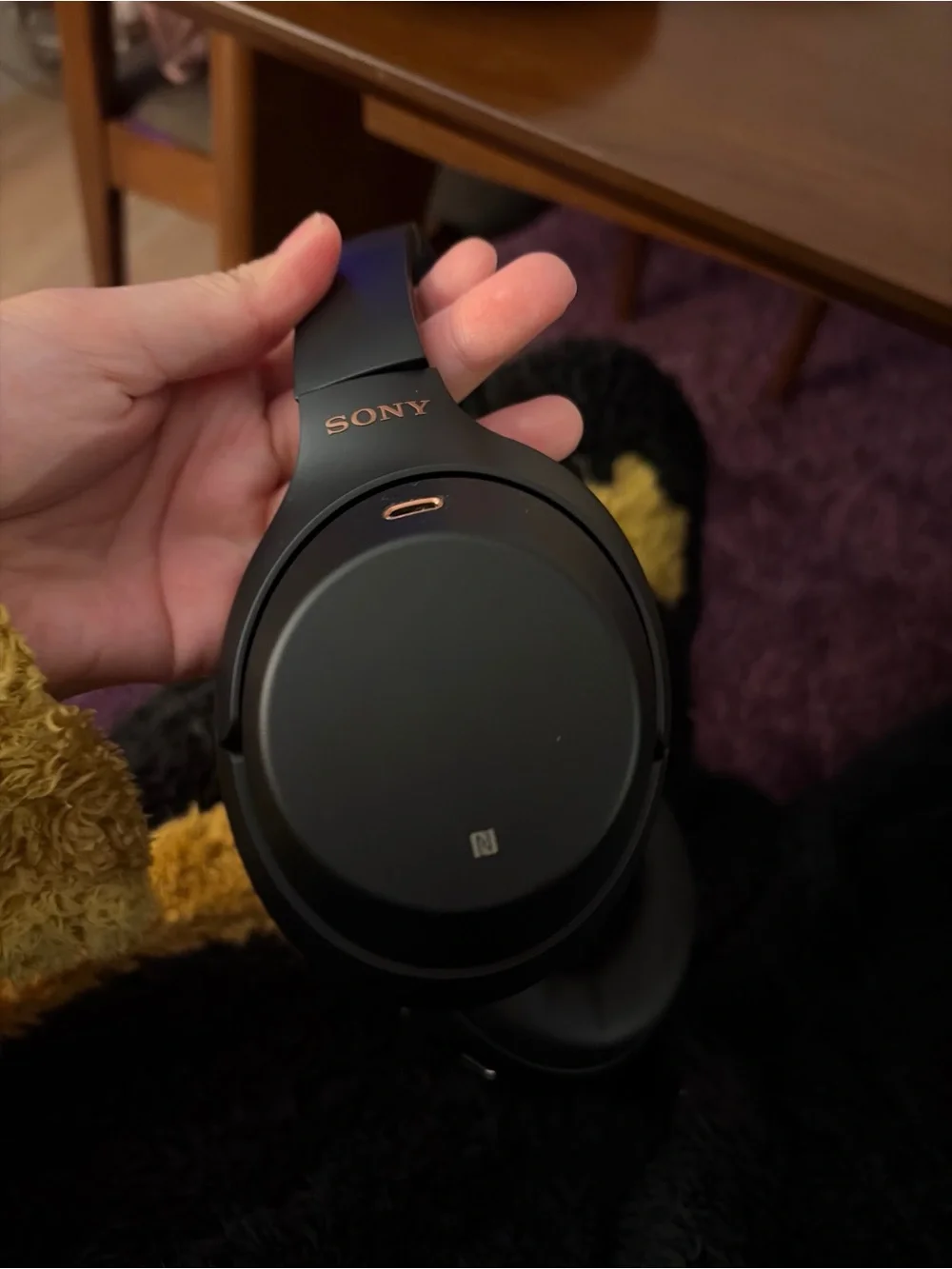 Sony Matte Black Over-Ear Wireless Headphones with Carry Case